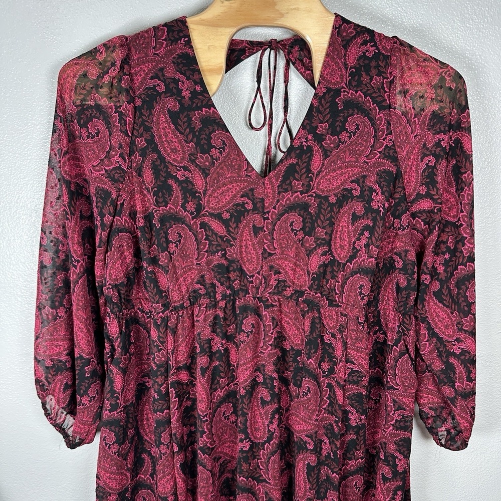 TORRID Tea‎ Length Clip Dot Open Back A-Line Midi Dress Paisley Black Pink Sz 3X - Picture 2 of 9